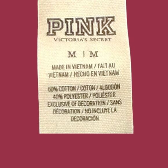 PINK VICTORIA SECRET oversized maroon & white 1/2 zip up pullover Sweatshirt - Picture 11 of 15